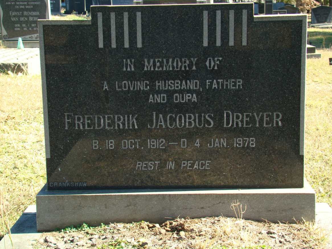 DREYER Frederik Jacobus 1912-1978