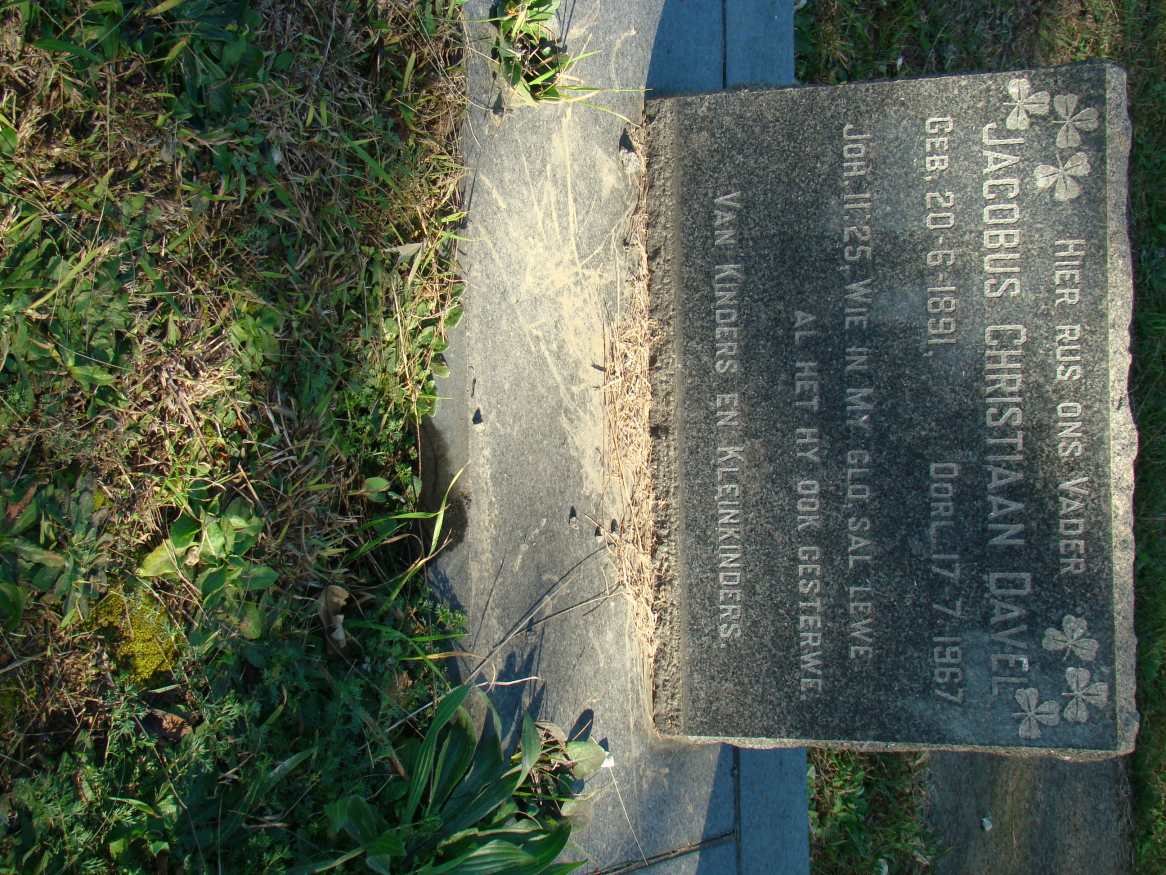 DAVEL Jacobus Christiaan 1891-1967
