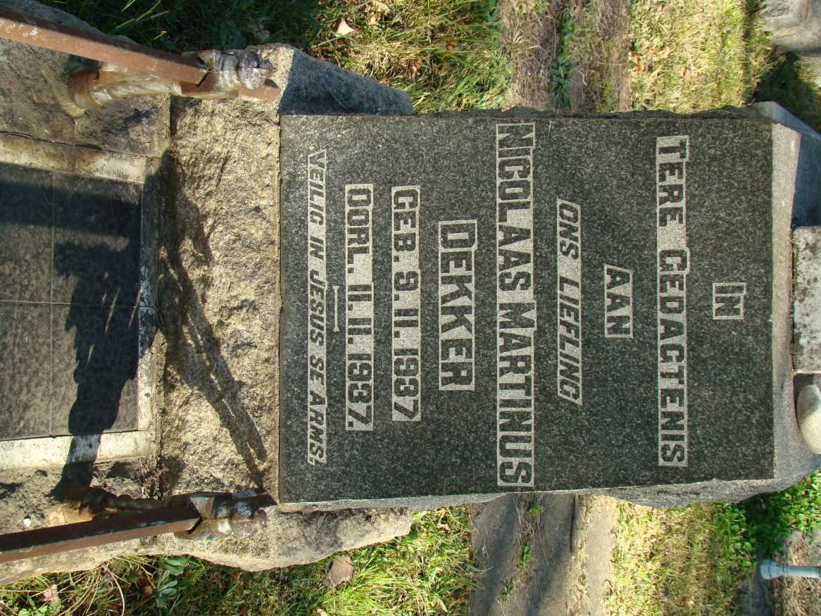 DEKKER Nicolaas Martinus 1937-1937
