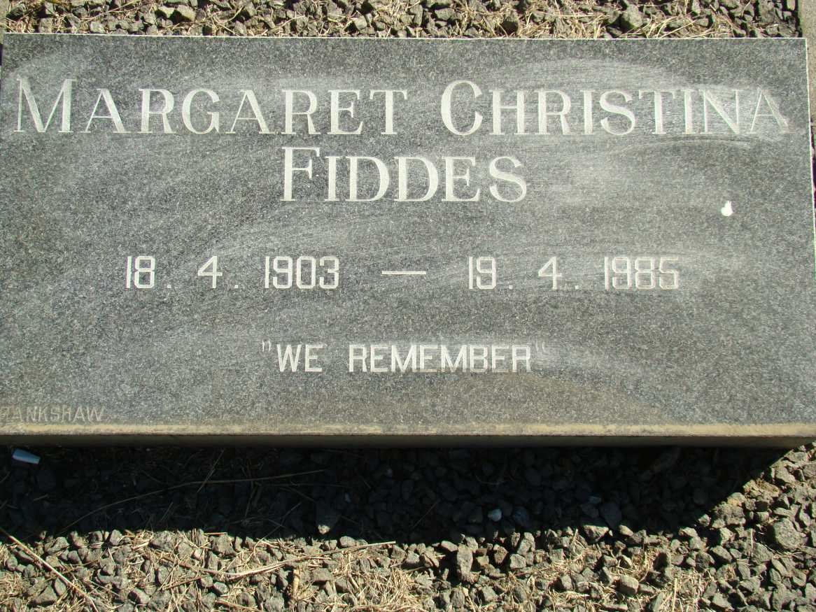 FIDDES Margaret Christina 1903-1985