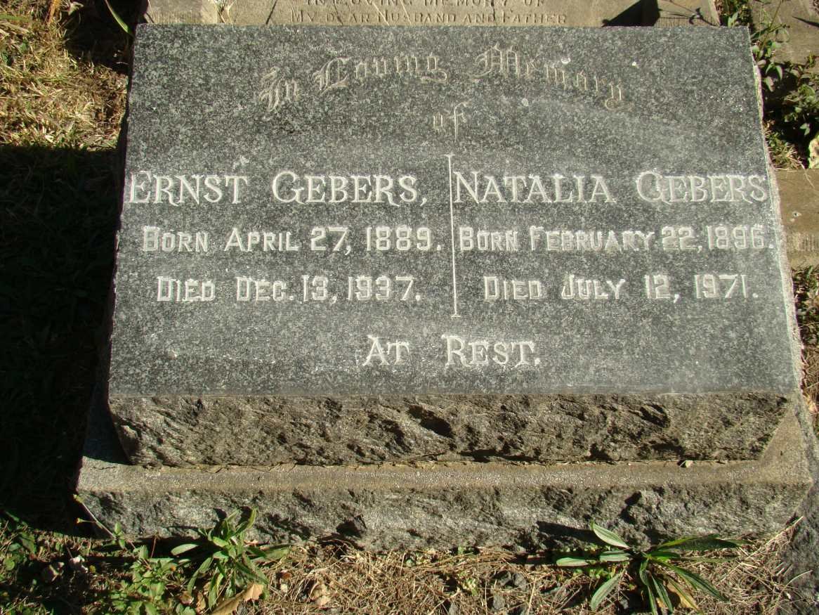 GEBERS Ernst 1889-1937 &amp; Natalia 1896-1971