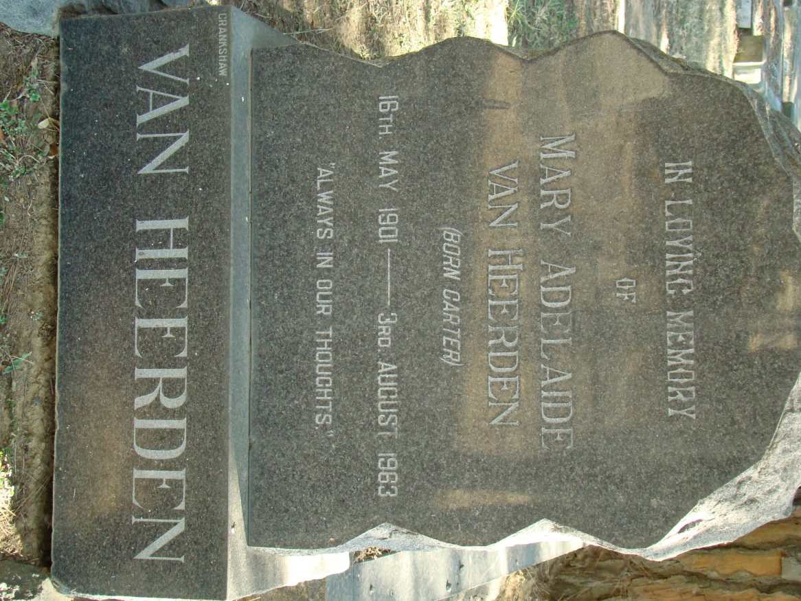 HEERDEN Mary Adelaide, van nee CARTER 1901-1963