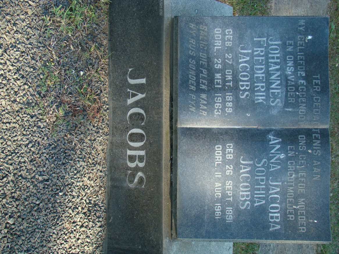 JACOBS Johannes Frederik 1889-1963 &amp; Anna Jacoba Sophia 1891-1981