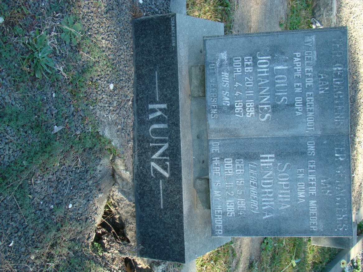 KUNZ Louis Johannes 1895-1967 &amp; Sophia Hendrika LIEBENBERG 1904-1985