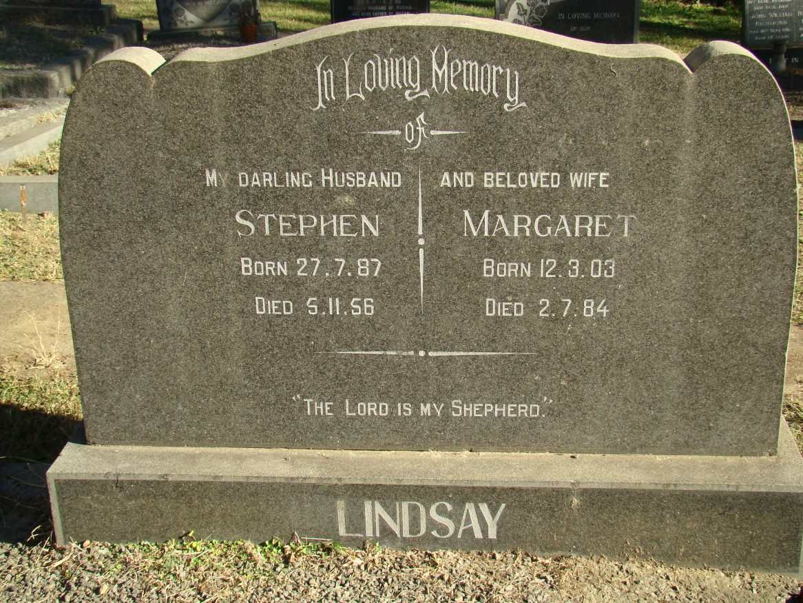 LINDSAY Stephen 1887-1956 &amp; Margaret 1903-1984