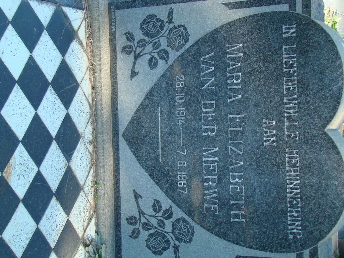 MERWE Maria Elizabeth, van der 1914-1967