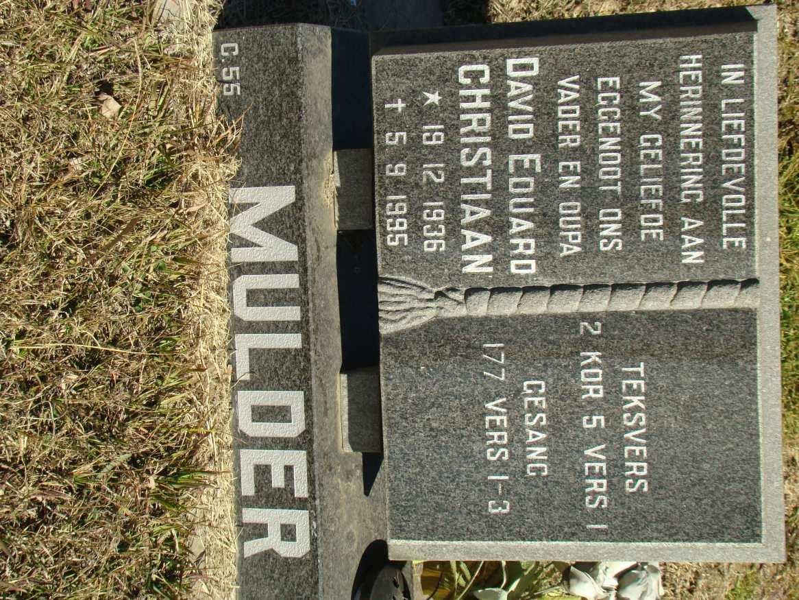 MULDER David Eduard Christiaan 1936-1995