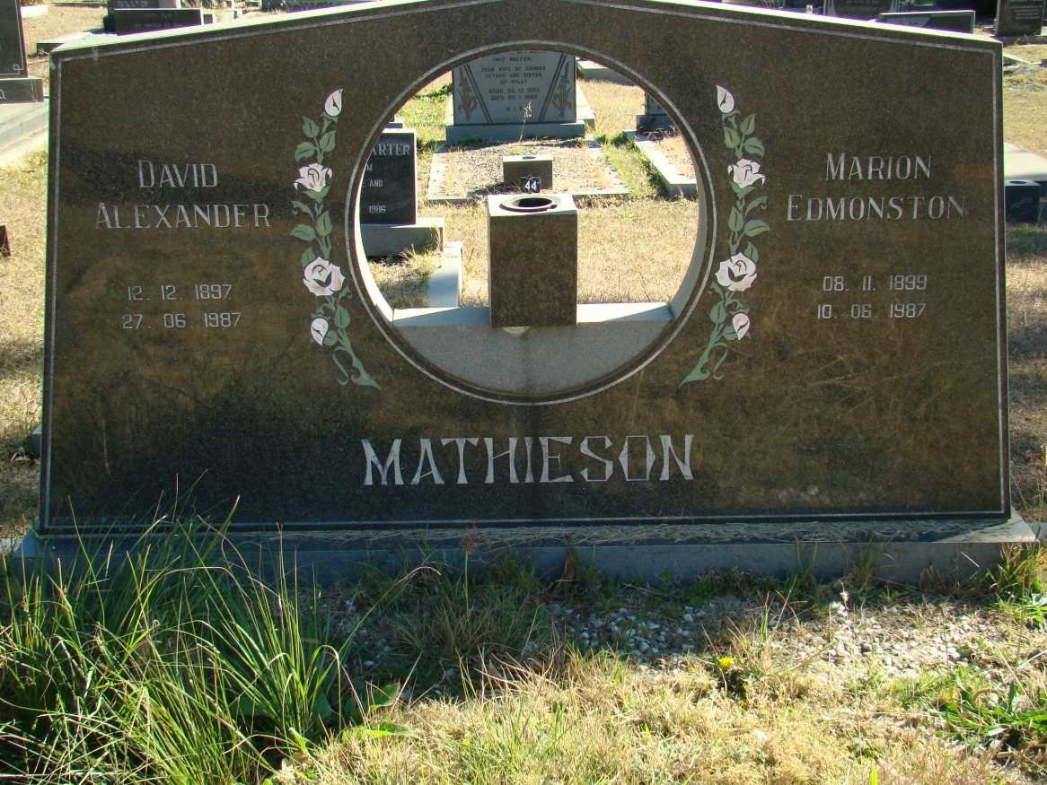 MATHIESON David Alexander 1897-1987 &amp; Marion Edmonston 1899-1987