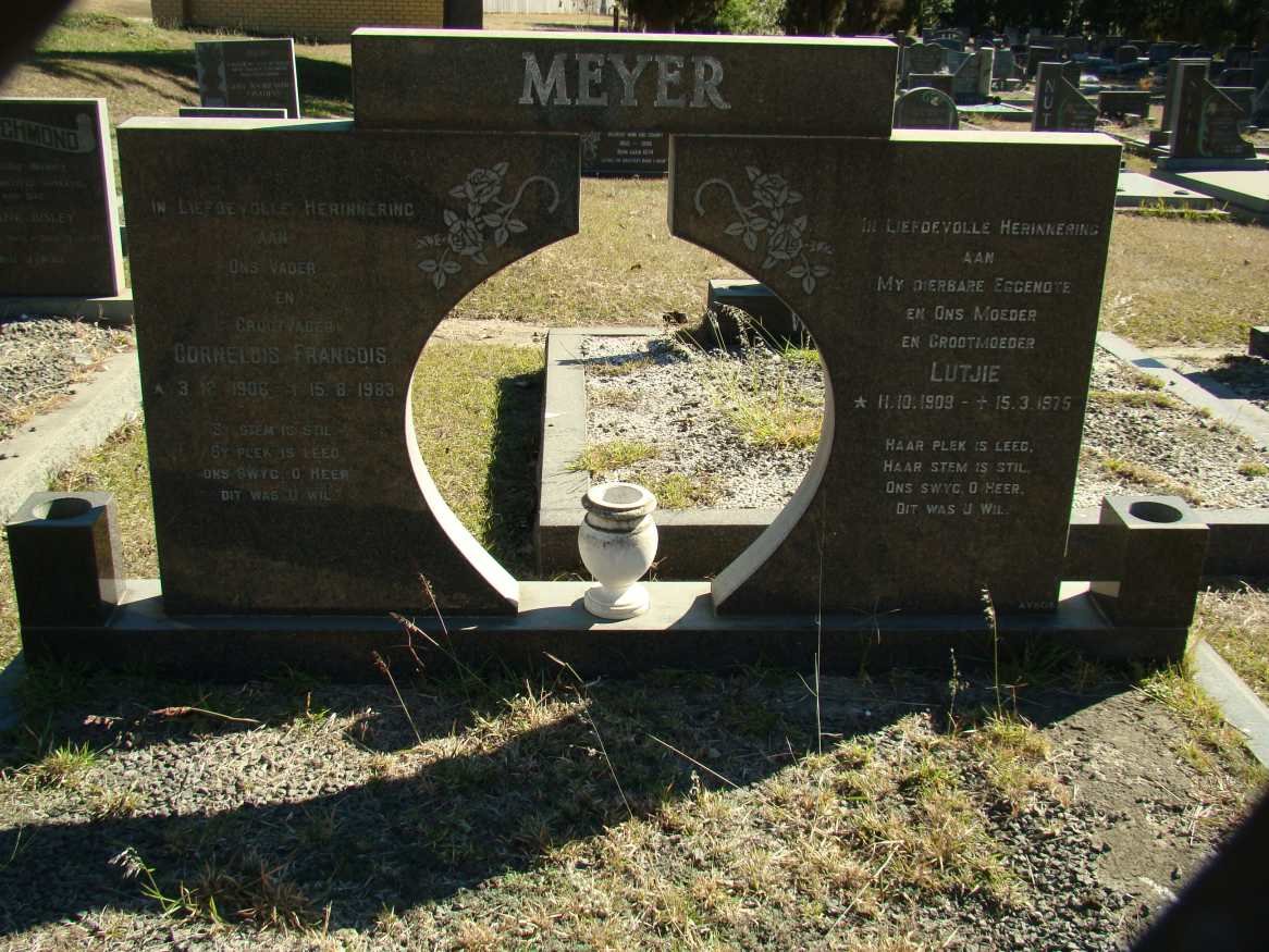 MEYER Corneluis Francois 1906-1983 &amp; Lutjie 1909-1975