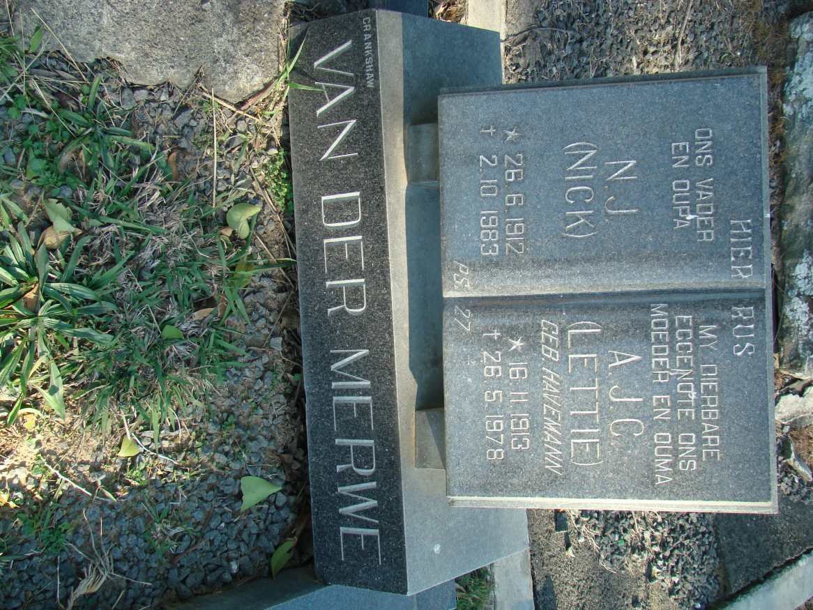 MERWE N.J., van der 1912-1983 &amp; A.J.C. HAVEMANN 1913-1978