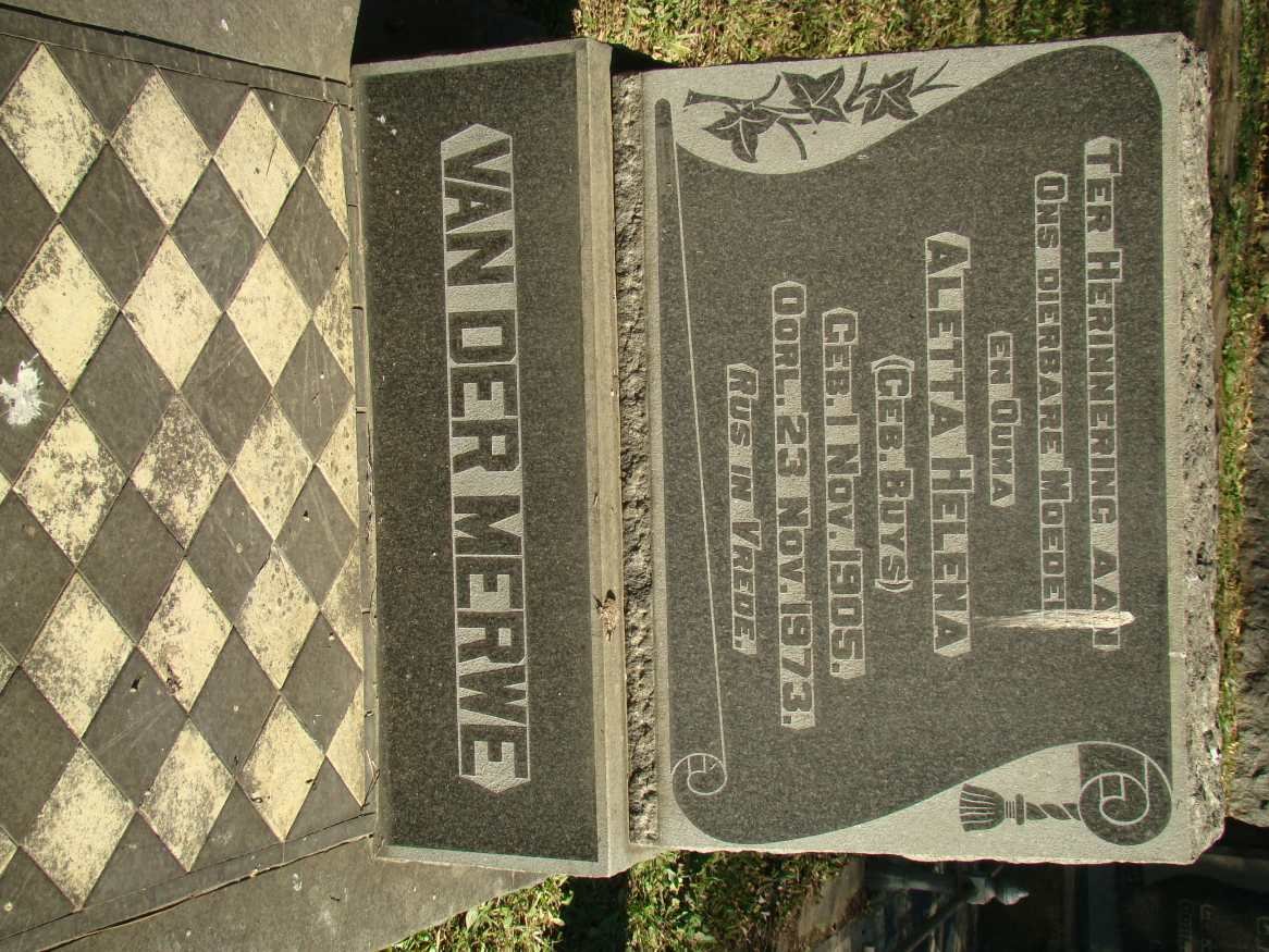 MERWE Aletta Helena, van der nee BUYS 1905-1973