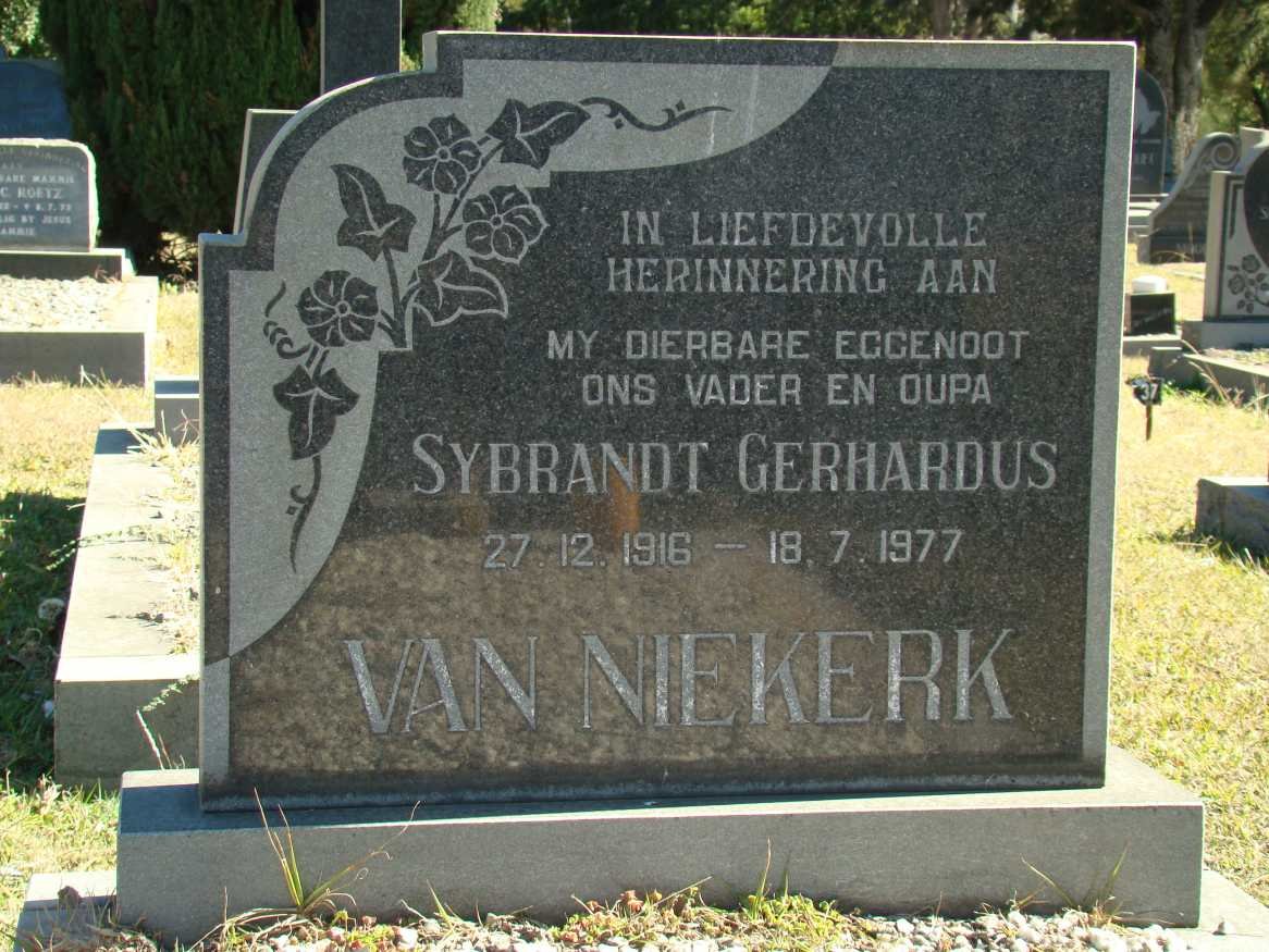NIEKERK Sybrandt Gerhardus, van 1916-1977
