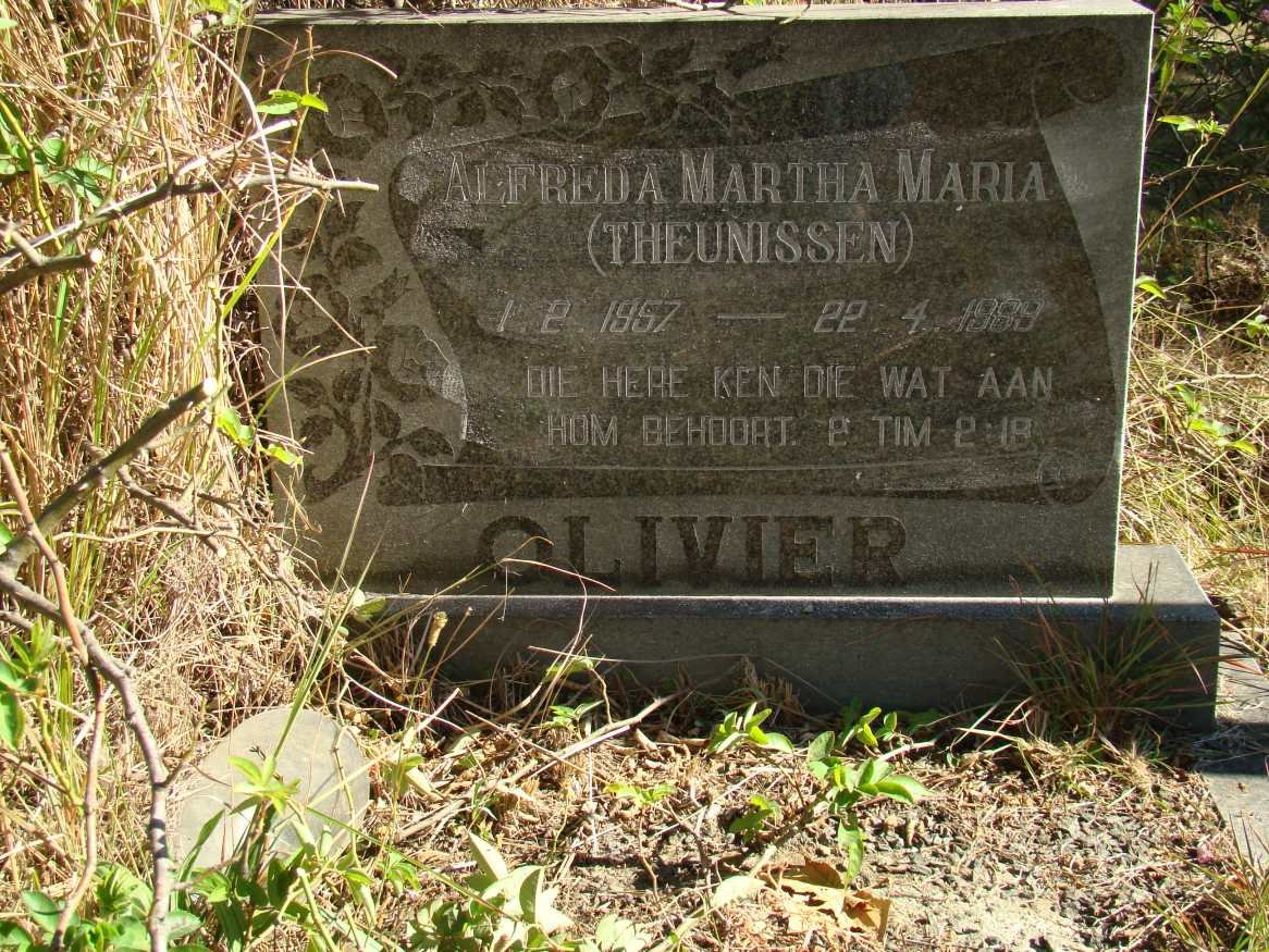 OLIVIER Alfreda Martha Maria nee THEUNISSEN 1957-1989