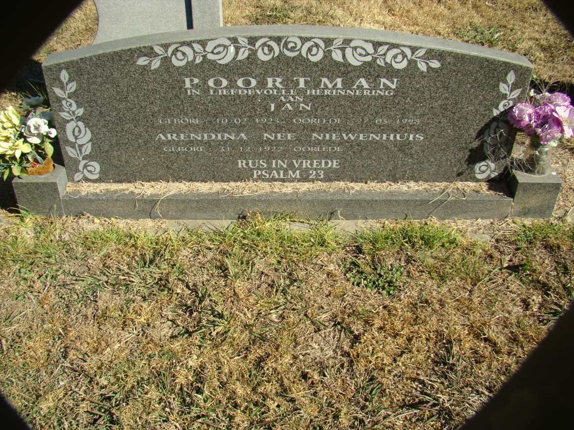 POORTMAN Jan 1923-1998 &amp; Arendina NIEWENHUIS 1922-