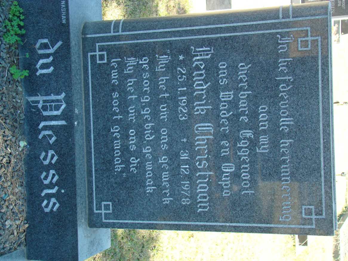 PLESSIS Hendrik Christiaan, du 1923-1978