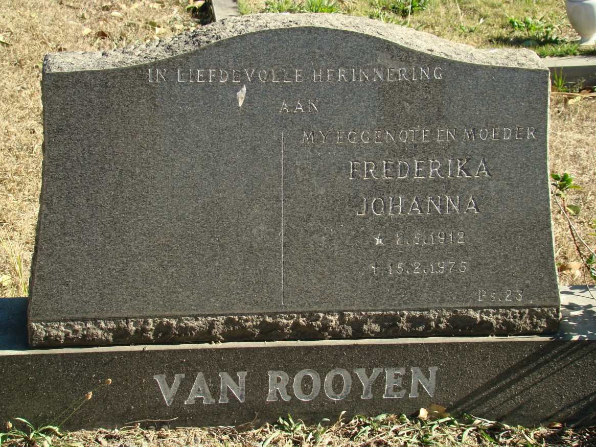 ROOYEN Frederika Johanna, van 1912-1975