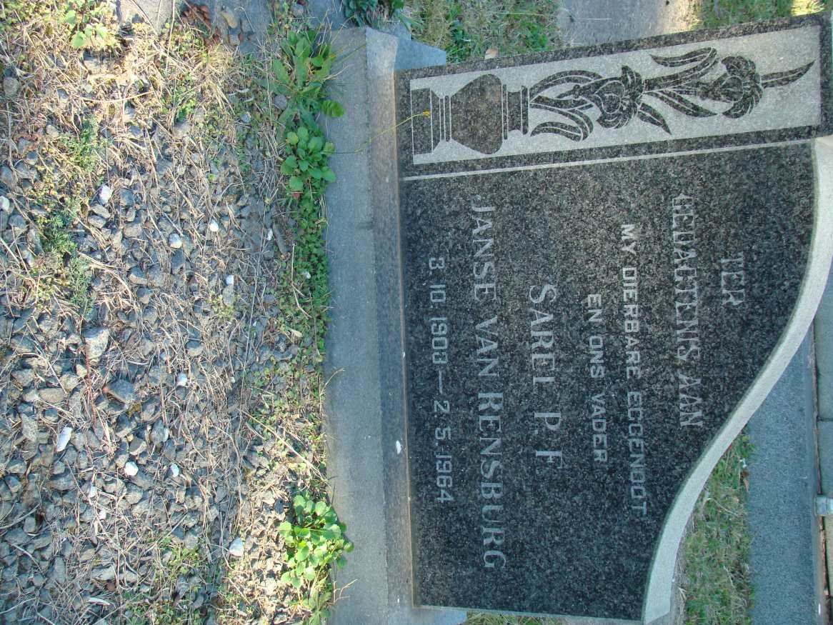 RENSBURG Sarel P.F., Janse van 1903-1964