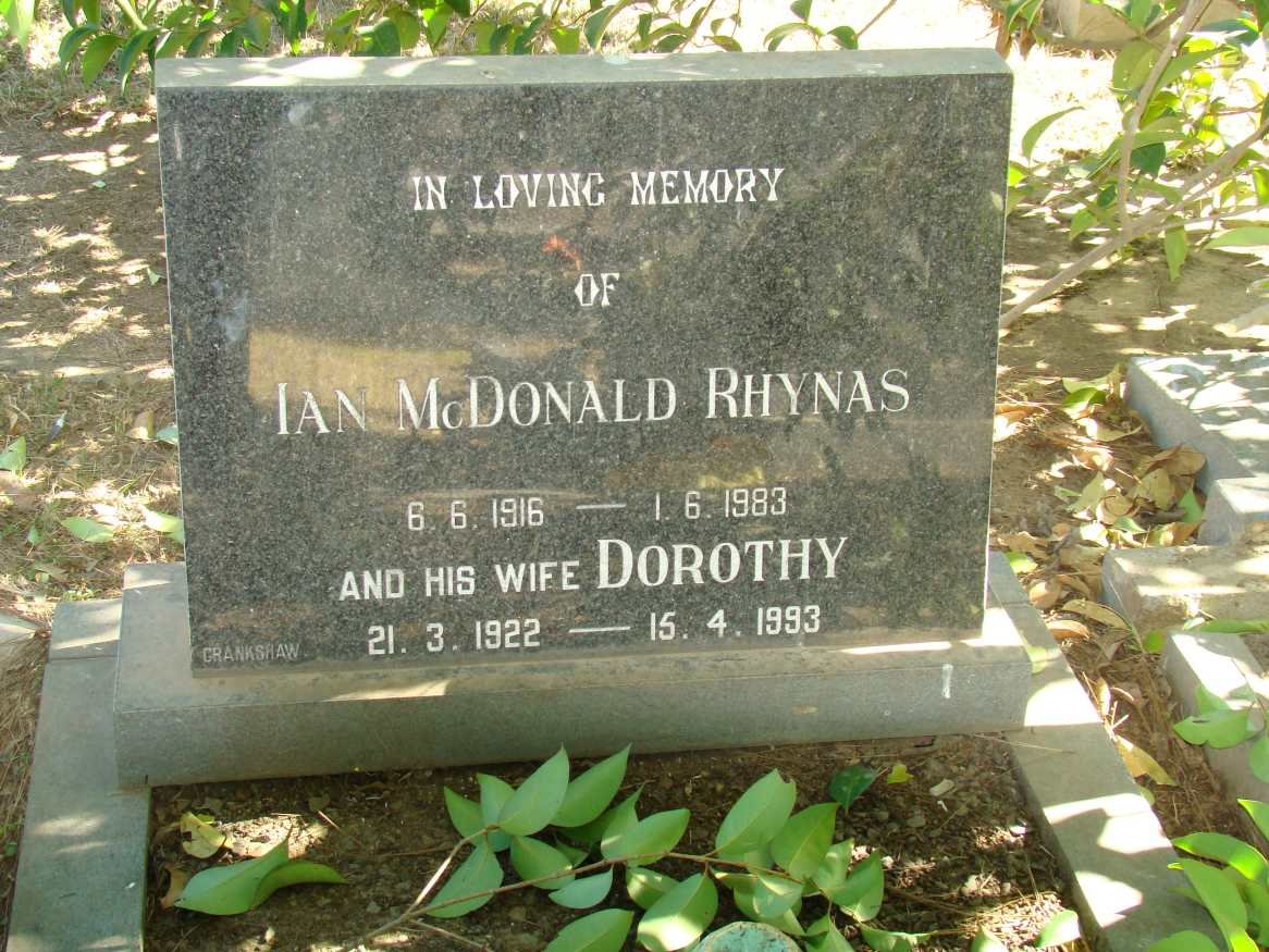 RHYNAS Ian McDonald 1916-1983 &amp; Dorothy 1922-1993