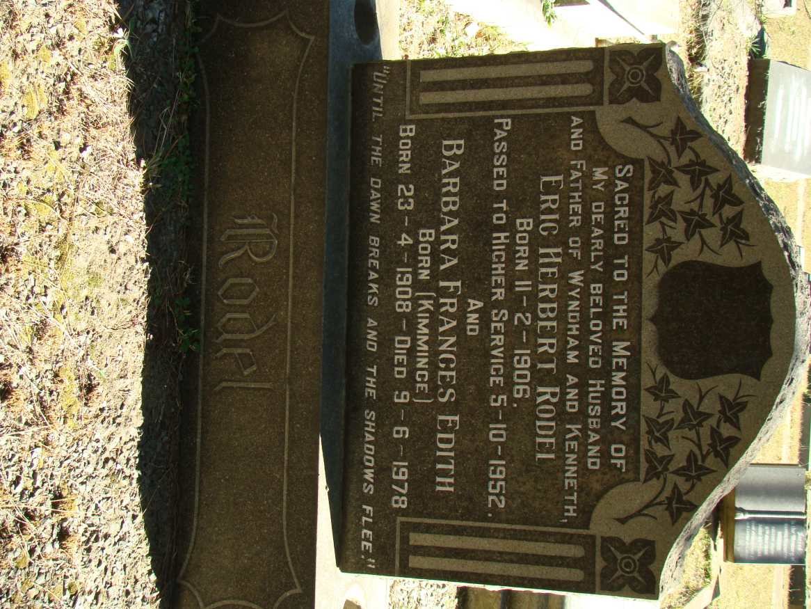 RODEL Eric Herbert 1906-1952 &amp; Barbara Frances Edith KIMMINCE 1908-1978