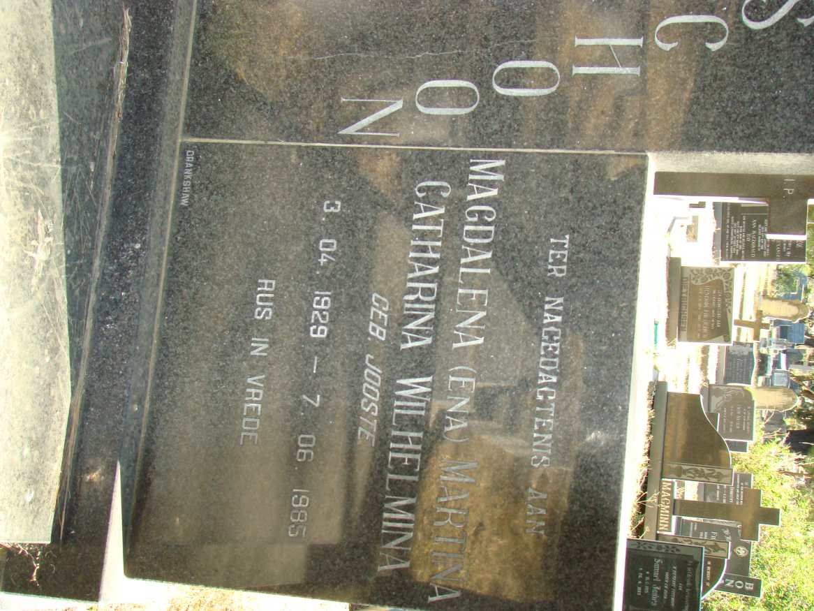 SCHOON Magdalena Marina Catharina Wilhelmina nee JOOSTE 1929-1985