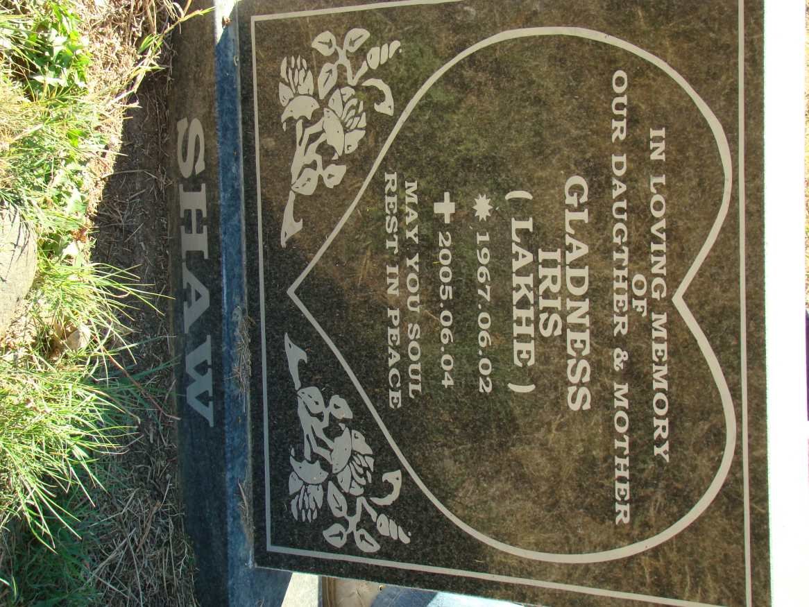 SHAW Gladness Iris nee LAKHE 1967-2005