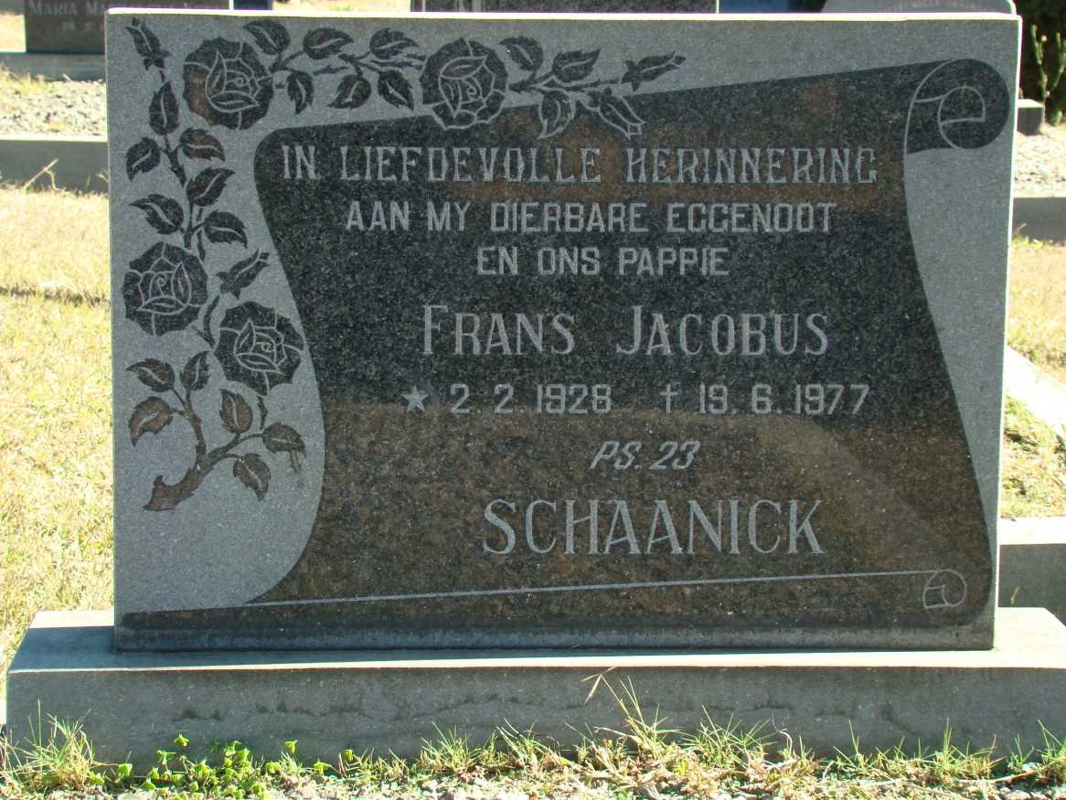SCHAANICK Frans Jacobus 1928-1977