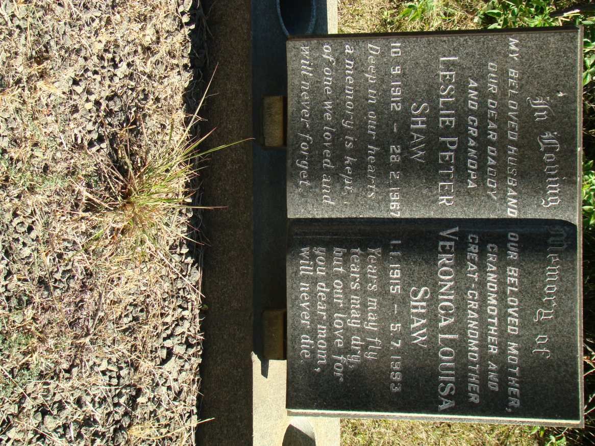 SHAW Leslie Peter 1912-1967 &amp; Veronica Louisa 1915-1993
