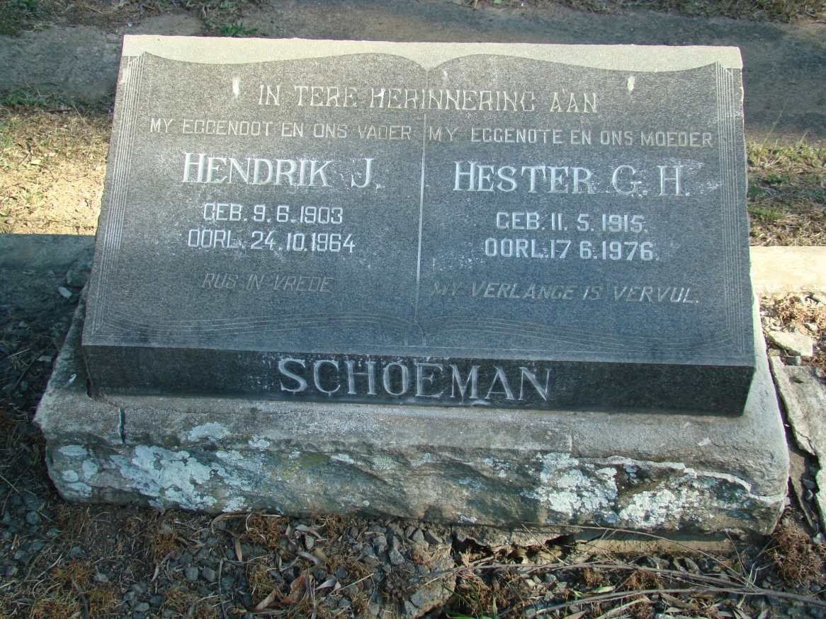 SCHOEMAN Hendrik J. 1903-1964 &amp; Hester G.H. 1915-1976