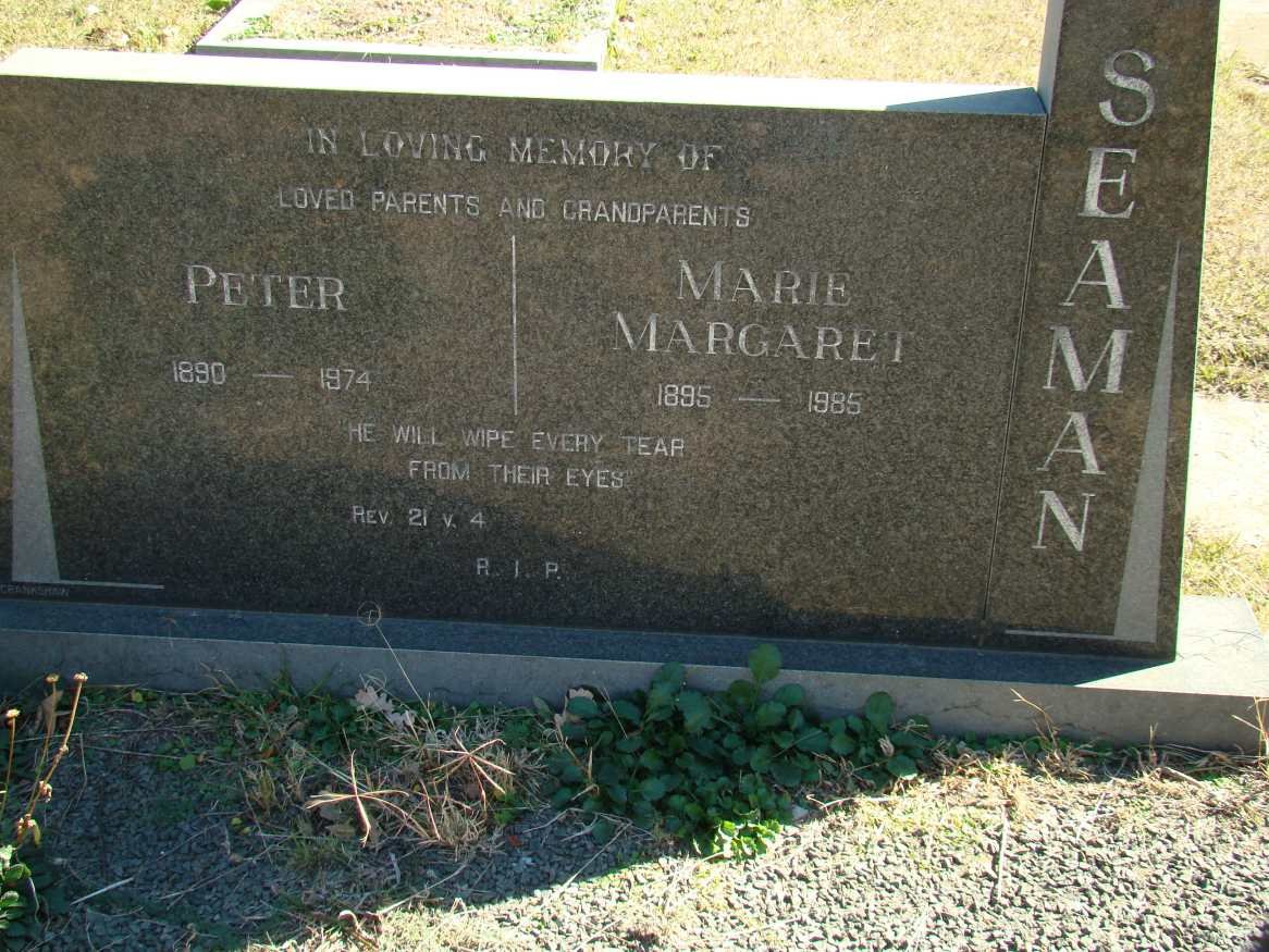 SEAMAN Peter 1890-1974 &amp; Marie Margaret 1895-1985