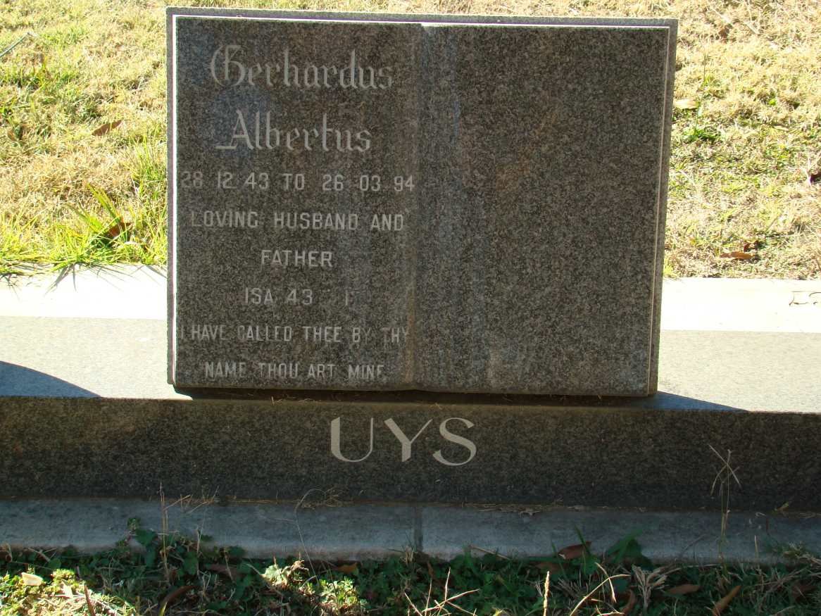 UYS Gerhardus Albertus 1943-1994
