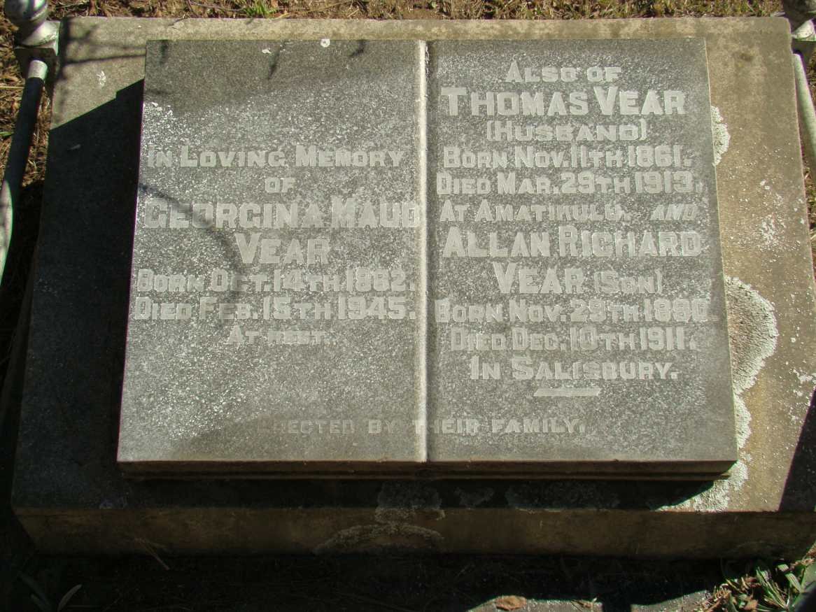 VEAR Thomas 1861-1913 &amp; Georgina Maud 1862-1945