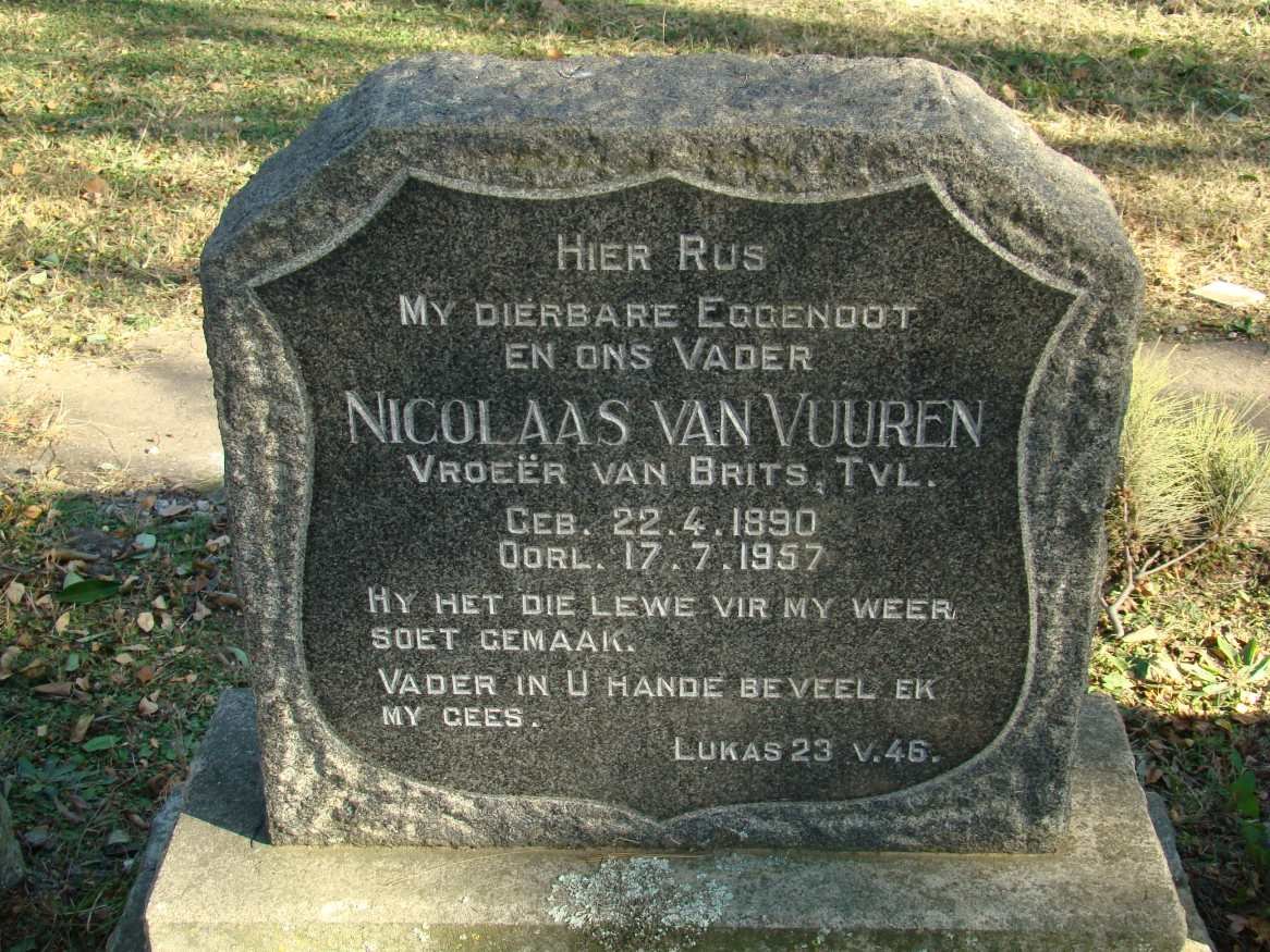 VUUREN Nicolaas, van 1890-1957