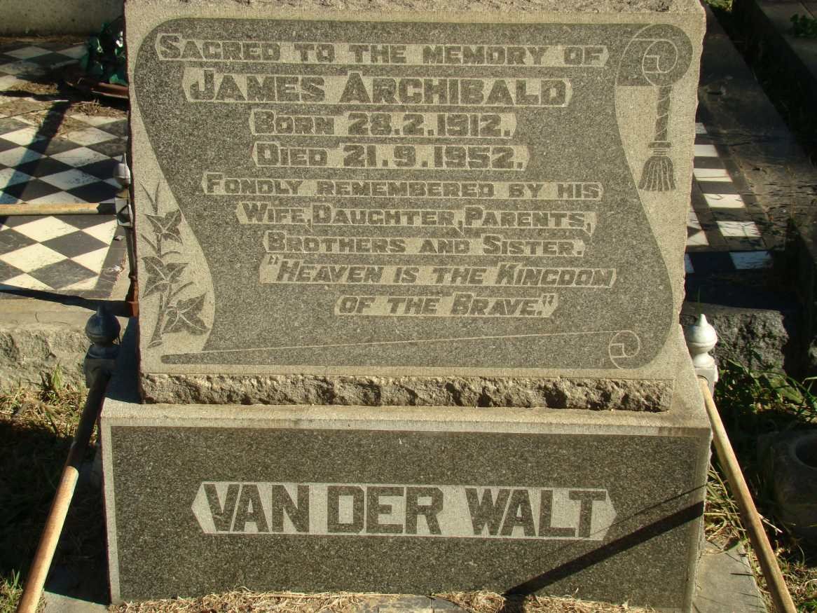 WALT James Archibald, van der 1912-1952