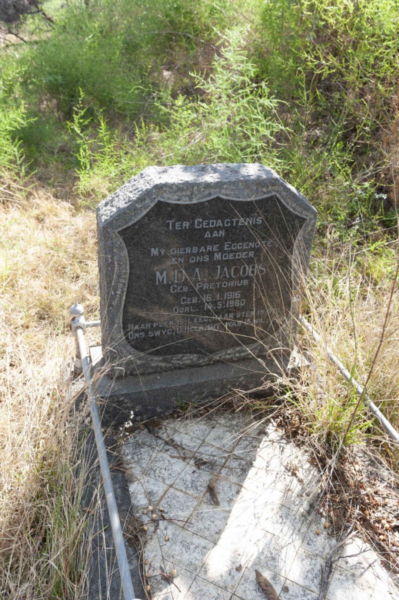 JACOBS M.D.A. nee PRETORIUS 1916-1960