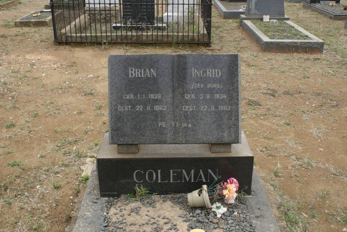 COLEMAN Brian 1929-1962 &amp; Ingrid BURE 1936-1962