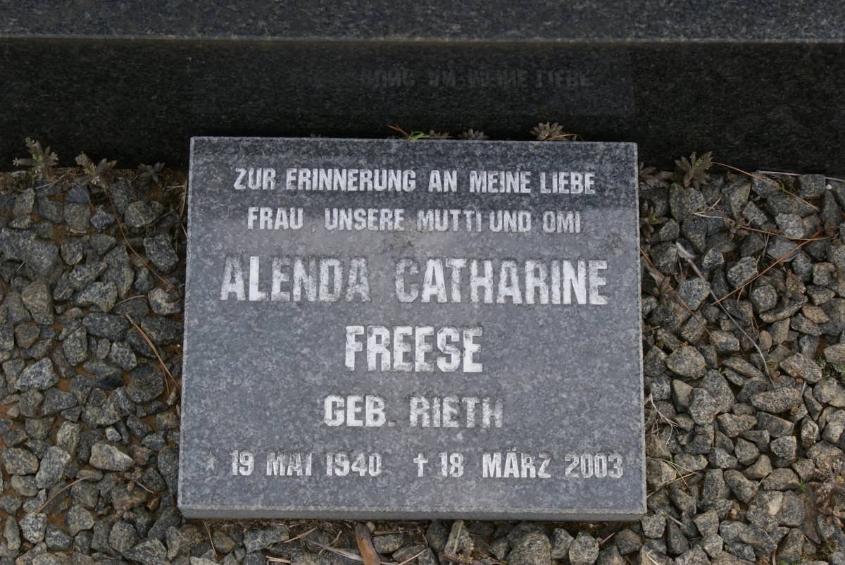 FREESE Alenda Catharine nee RIETH 1940-2003