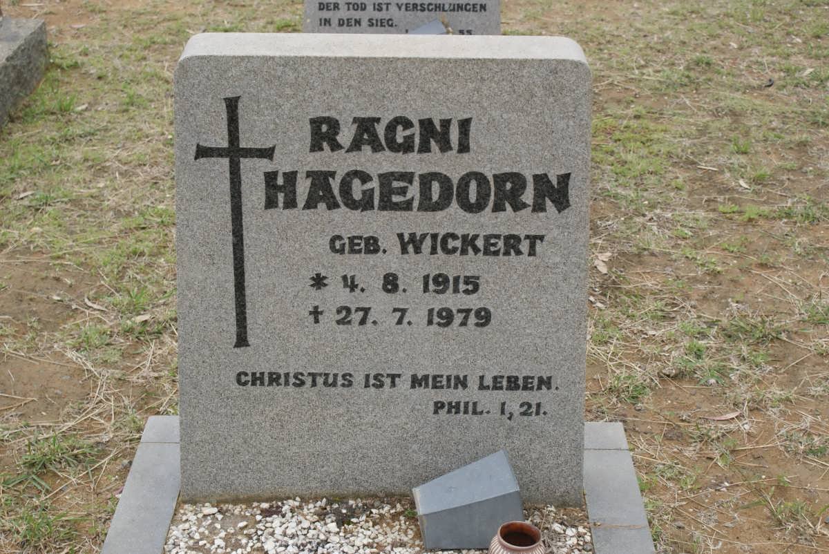 HAGEDORN Ragni nee WICKERT 1915-1979