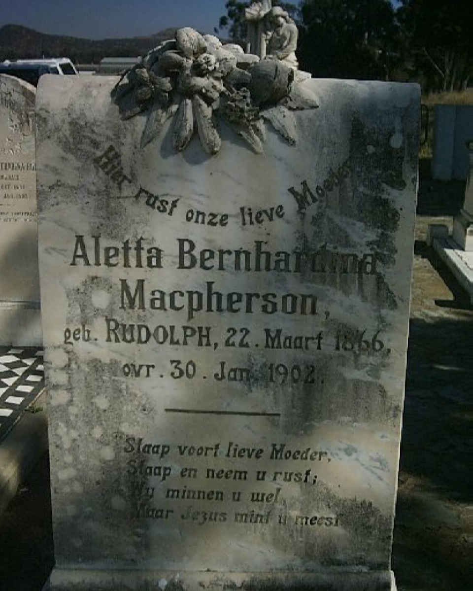 MacPHERSON Aletta Bernardina nee RUDOLPH 1866-1908