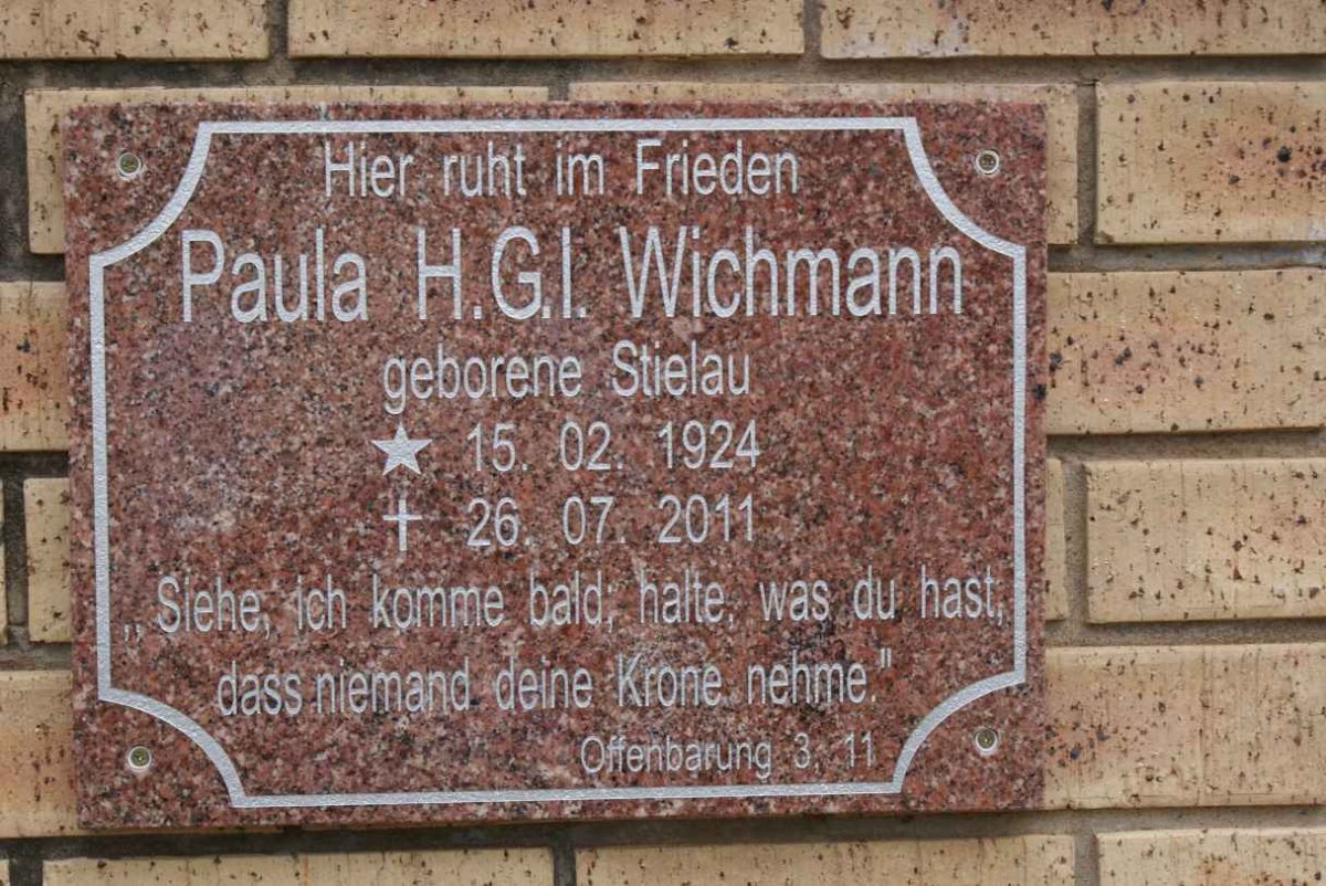WICHMANN Paula H.G.I. nee STIELAU 1924-2011