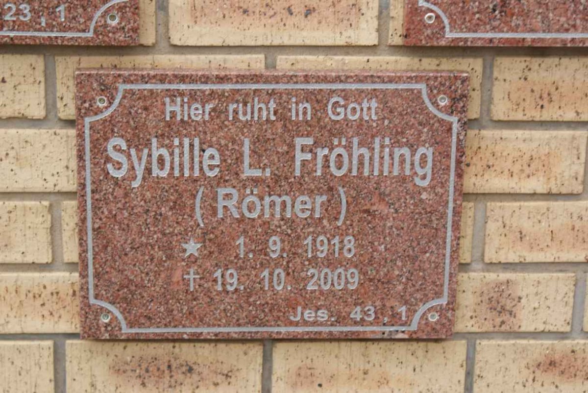 FRÖHLING Sybille L. nee RÖMER 1918-2009