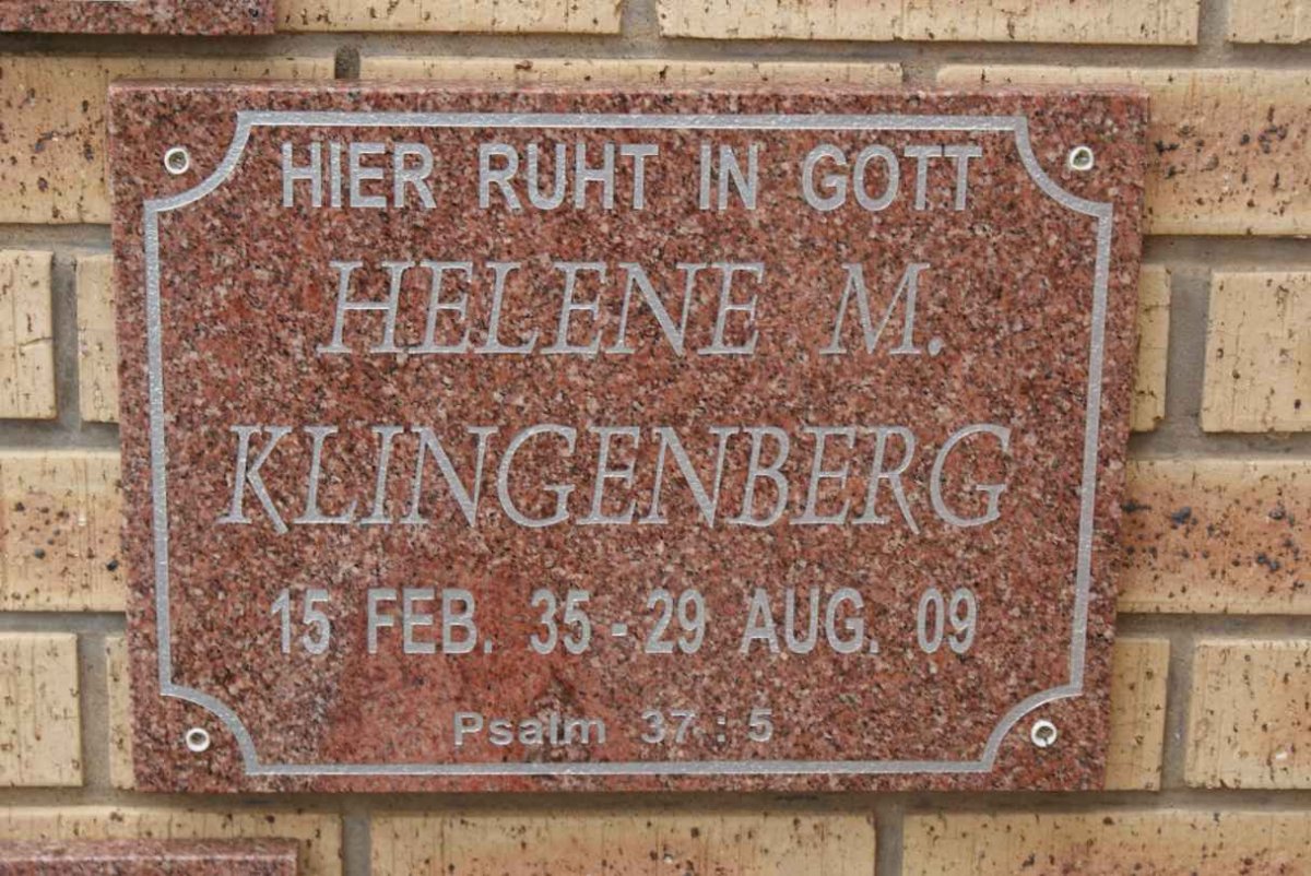 KLINGENBERG Helene M. 1935-2009