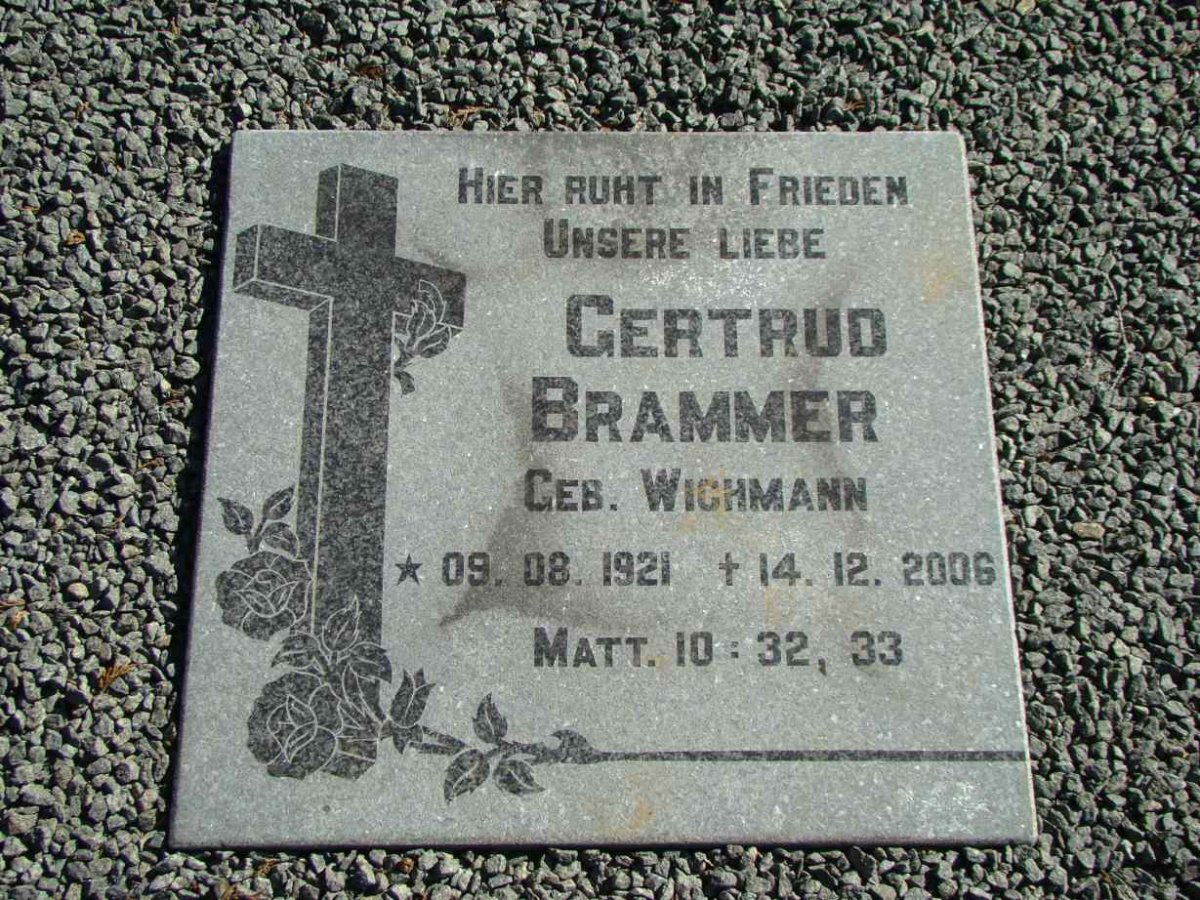 BRAMMER Gertrud nee WICHMANN 1921-2006