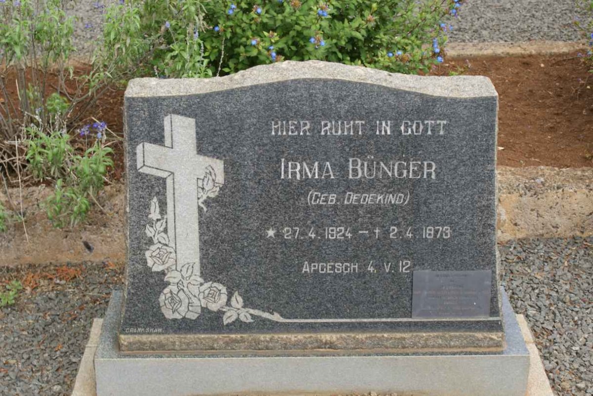 BÜNGER Irma nee DEDEKIND 1924-1973