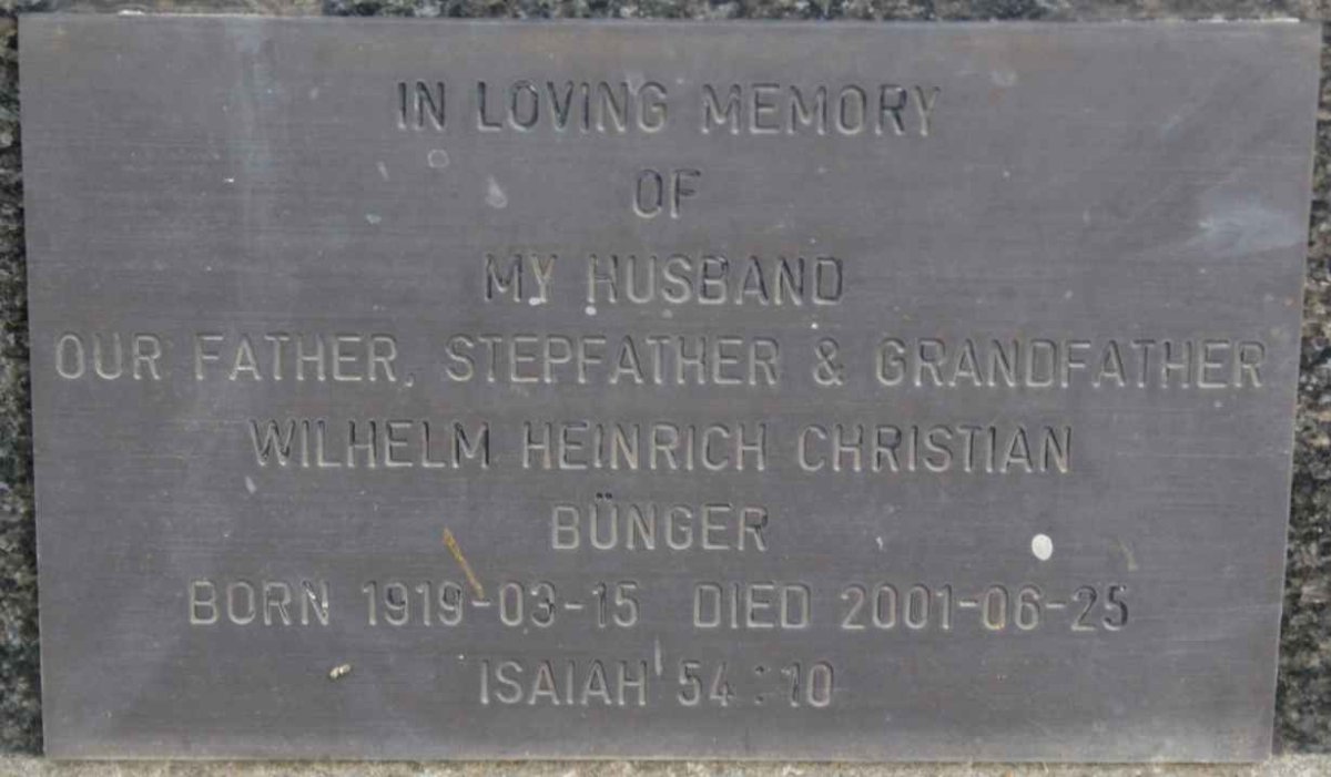 BUNGER Wilhelm Heinrich Christian 1915-2001