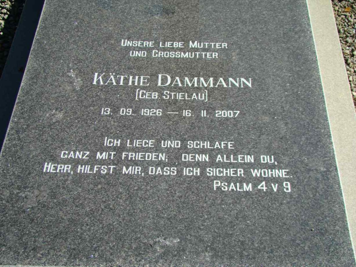 DAMMANN Käthe nee STIELAU 1926-2007