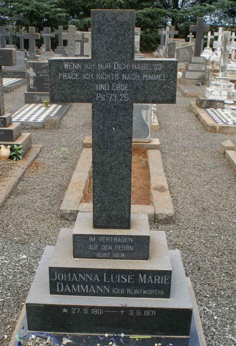 DAMMANN Johanna Luise Marie nee KLINTWORTH 1901-1971