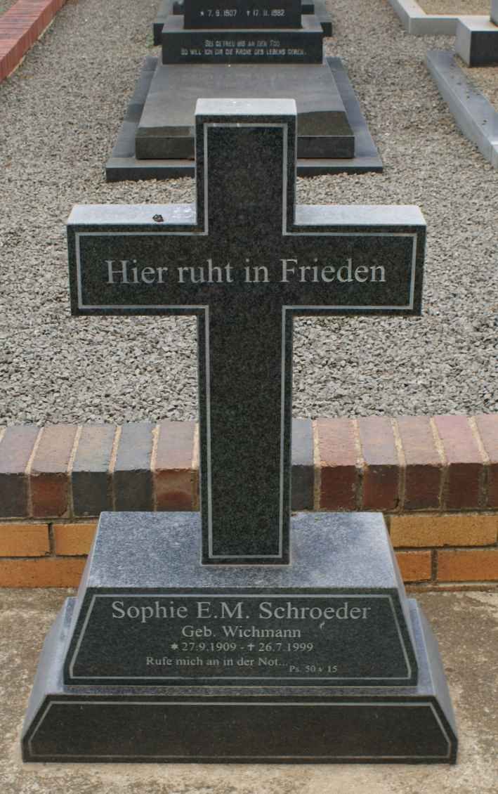 SCHROEDER Sophie E.M. nee WICHMANN 1909-1999