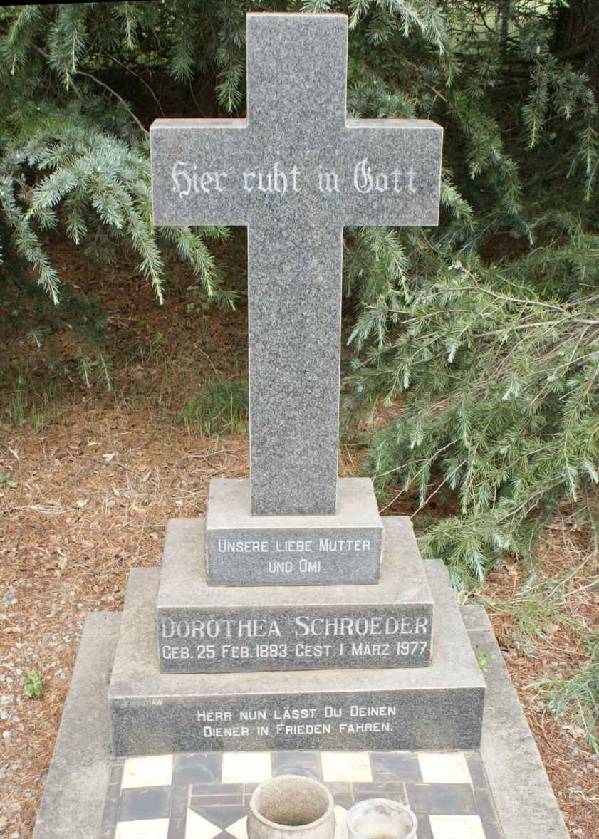 SCHROEDER C.M. Dorothea nee KLINGENBERG 1883-1977