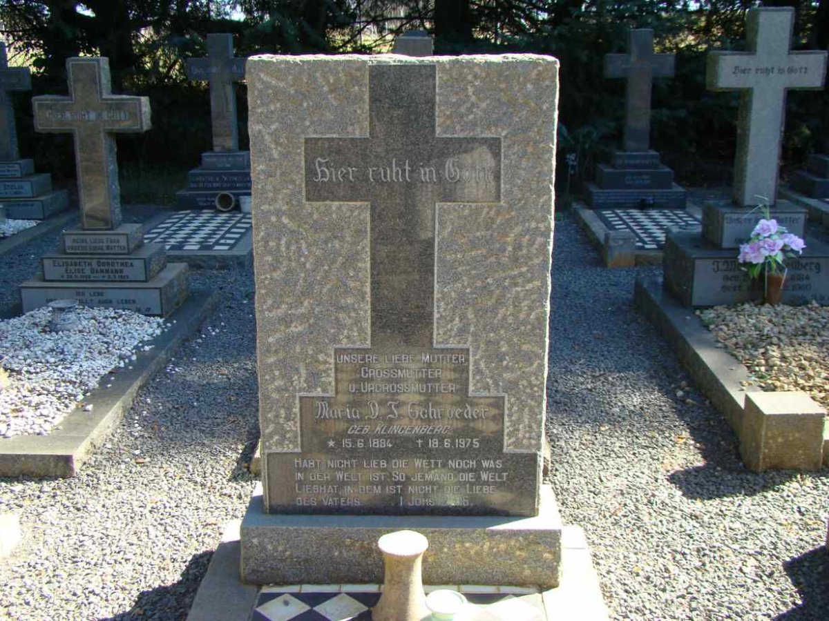 SCHROEDER Maria D.J. nee KLINGENBERG 1884-1975