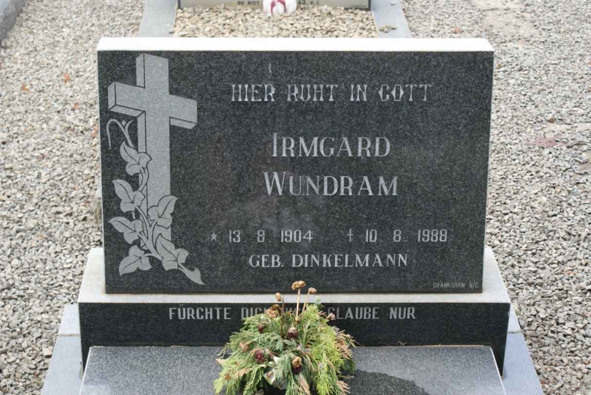 WUNDRAM Irmgard nee DINKELMANN 1904-1988